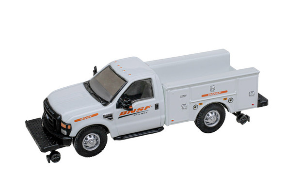 Atlas 30000164 - Ford F-350 Hi-Railer Pickup Truck BNSF (Swoosh) (White/Green/Blue)  - HO Scale