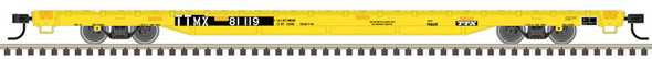 Atlas Trainman 20007976 - 68' Flat Car TTX (TTMX) (Yellow) 81124 - HO Scale