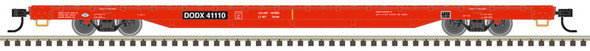 Atlas Trainman 20007977 - 68' Flat Car Department of Defense (DODX) (Red) 41110 - HO Scale