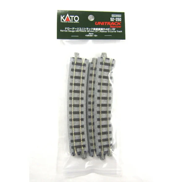 Kato 52-250 - HOe 481mm (19”) Radius 15 Curve Track [4 pcs.] [NR481-15]  - HOn30 Gauge