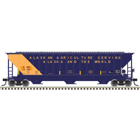 PRE-ORDER: Atlas Trainman 20008328 - Thrall 4750 Covered Hopper Alaska Railroad (ARR) 14100 w/conspic stripes - HO Scale