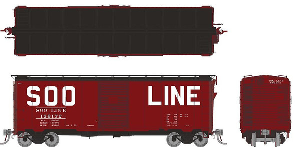 Rapido 180002A-136012 - 40' 1937 AAR Boxcar Soo Line (SOO) 136012 - HO Scale