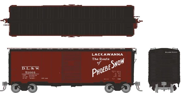 Rapido 181002A-51003 - 40' 1937 AAR Boxcar Delaware, Lackawanna & Western (DL&W) 51003 - HO Scale