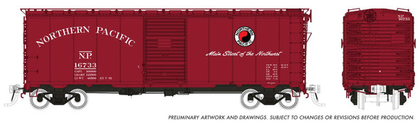 Rapido 181009A-16733 - 40' 1937 AAR Boxcar Northern Pacific (NP) 16733 - HO Scale