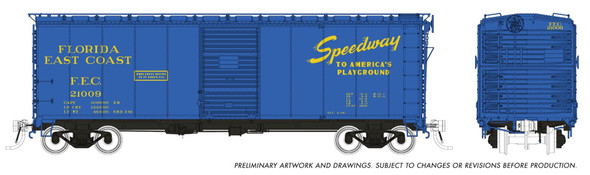 Rapido 181010A-21028 - 40' 1937 AAR Boxcar Florida East Coast (FEC) 21028 - HO Scale