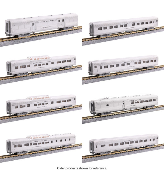 PRE-ORDER: Kato 106-059-1 - California Zephyr 8 Car Add-on Set w/ Preinstalled Lights Chicago, Burlington & Quincy (CB&Q)  - N Scale