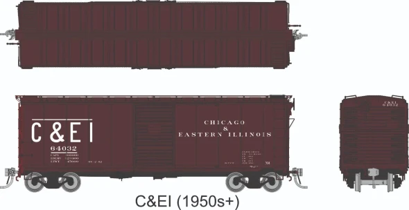 PRE-ORDER: Rapido 1011002A-64124 - 1937 AAR 40' Boxcar Chicago & Eastern Illinois (C&EI) 64124 - HO Scale