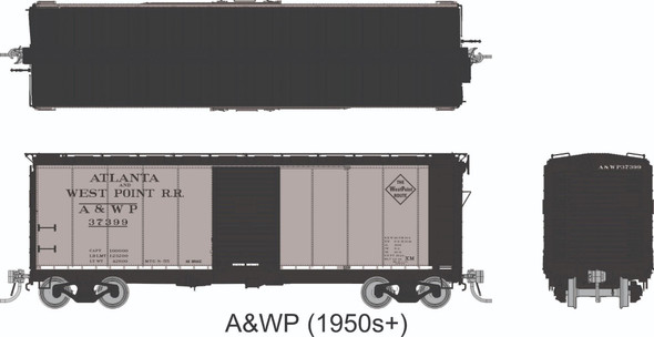 PRE-ORDER: Rapido 1011006 - 1937 AAR 40' Boxcar (6-pack) Atlanta and West Point (AWP) 37305, 37348, 37357, 37368, 37382, 37399 - HO Scale