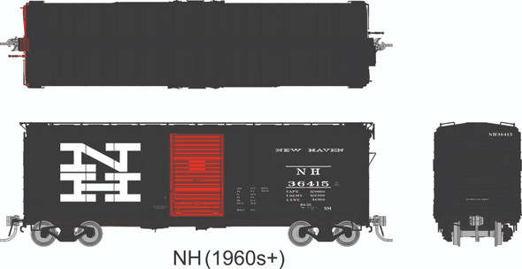 PRE-ORDER: Rapido 1011013A-36438 - 1937 AAR 40' Boxcar New Haven (NH) 36438 - HO Scale