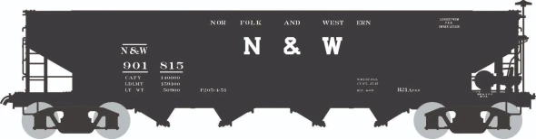 PRE-ORDER: Rapido 1137003A-175285 - H21A 4-Bay Hopper Norfolk & Western (NW) 175285 - HO Scale
