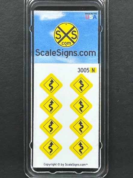 ScaleSigns N-3000-005 - Winding Road Signs (8)  - N Scale