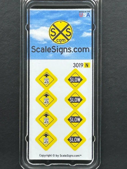 ScaleSigns N-3000-019 - Slow + 45 mph Signs (8)  - N Scale