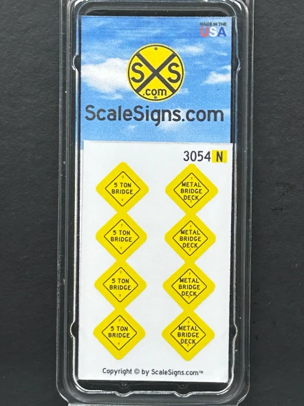 ScaleSigns N-3000-054 - 5 Ton Bridge + Metal Bridge Deck Signs (8)  - N Scale