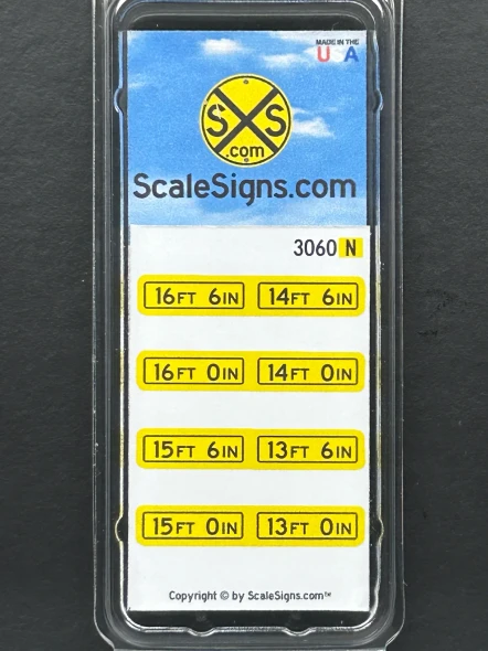 ScaleSigns N-3000-060 - Low Clearance (Overhead) Signs (8)  - N Scale
