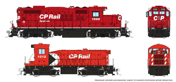 Rapido 54519 - GP9u Mother+Slug (DCC and Sound) Canadian Pacific (CP) 1598 + 1012 - HO Scale