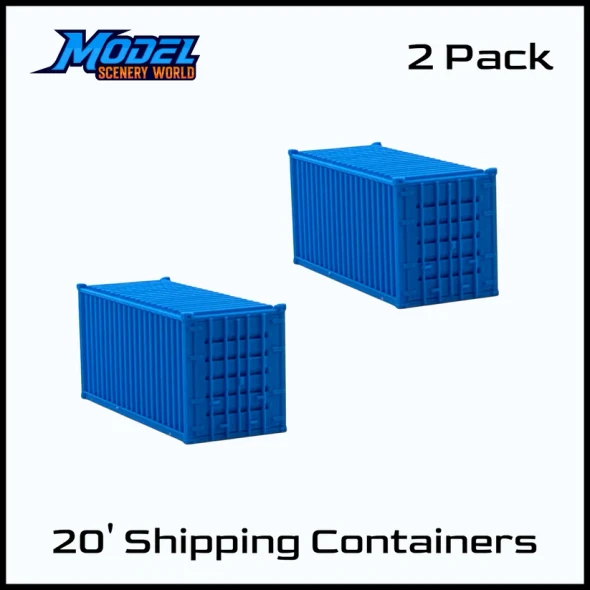 Model Scenery World N078 - 20' Shipping Freight Containers 2pk Blue  - N Scale