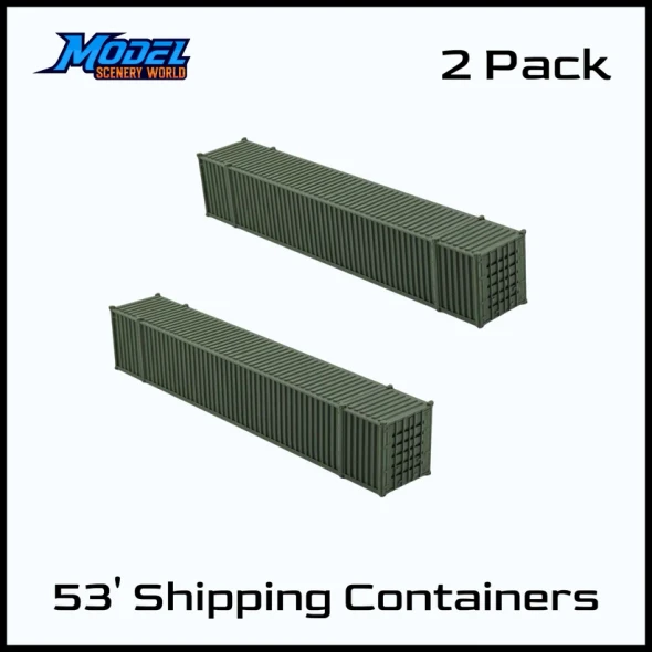Model Scenery World N079 - 53' Shipping Freight Containers 2pk Green  - N Scale