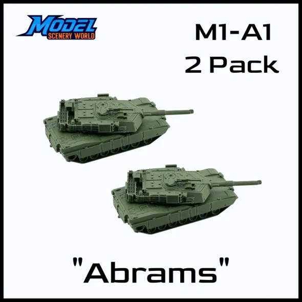 Model Scenery World N085 - M1-A1 Abrams Tank (2pk) - Green  - N Scale