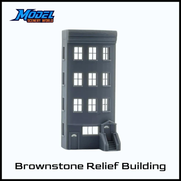 Model Scenery World N095 - Brownstone 4-Story Relief Building  - N Scale