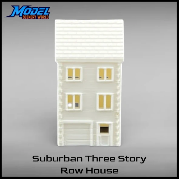 Model Scenery World N142 - Suburban Row House #3 - Three Story - White  - N Scale