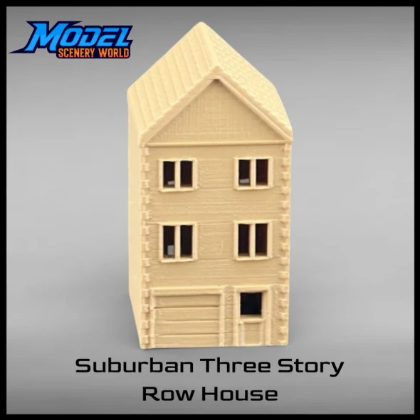 Model Scenery World N147 - Suburban Row House #1 - Three Story - Brown  - N Scale
