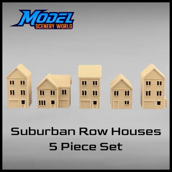 Model Scenery World N149 - Suburban Row Houses - 5pc Set - Brown  - N Scale
