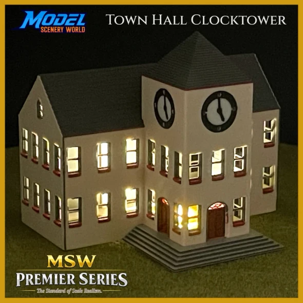 Model Scenery World N154 - Premier Series Town Hall Clocktower  - N Scale