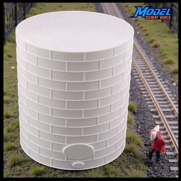 Model Scenery World N168 - Tall Oil or Fuel Storage Tank White  - N Scale