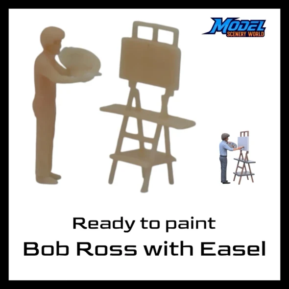Model Scenery World N188 - Bob Ross with Easel  - N Scale