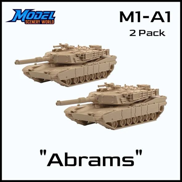Model Scenery World N209 - M1-A1 Abrams Tank (2pk) - Gray  - N Scale