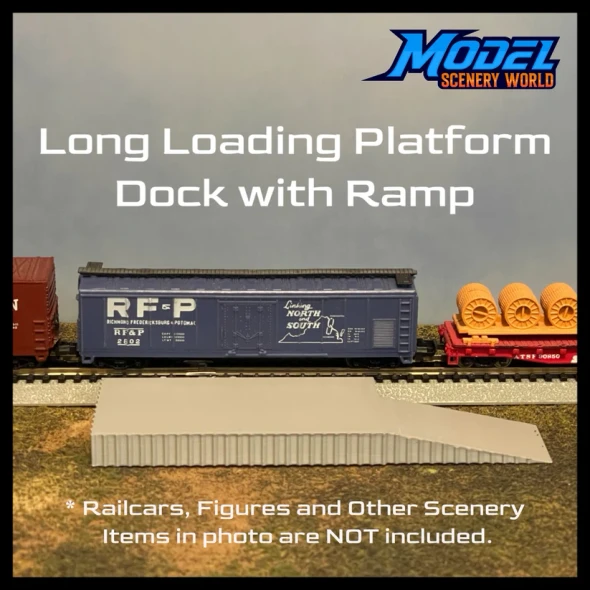 Model Scenery World N210 - Concrete Long Loading Dock - Gray  - N Scale
