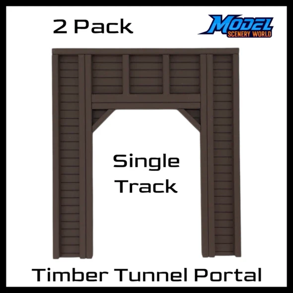 Model Scenery World N248 - Single Tunnel Portal - Timber (2pk) - Brown  - N Scale