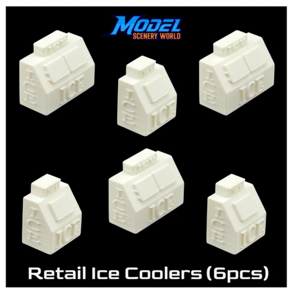 Model Scenery World N263 - Retail Ice Coolers - 6pc - White  - N Scale