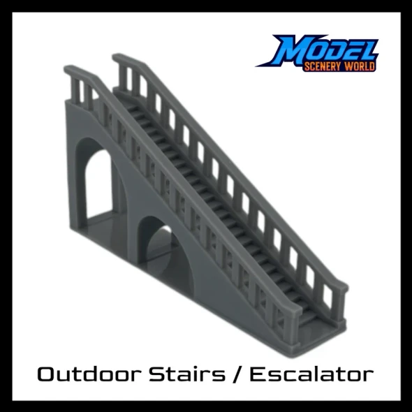 Model Scenery World N268 - Outdoor Stairs / Escalator - Gray  - N Scale