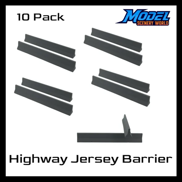 Model Scenery World N277 - Highway Jersey Barrier (10pk)  - N Scale