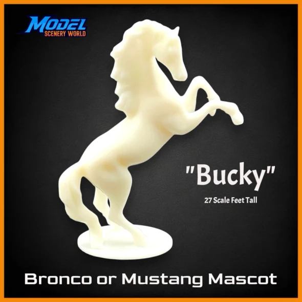 Model Scenery World N297 - "Bucky" Bronco or Mustang Mascot 27' - White  - N Scale
