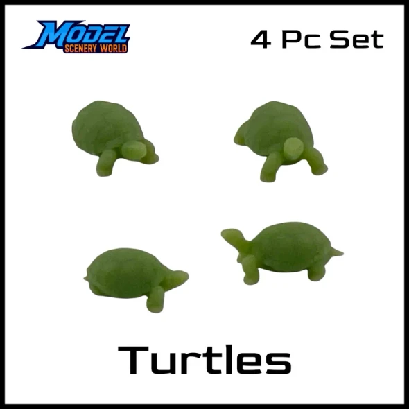 Model Scenery World HO031 - Turtle 4pc Resin Figure Set  - HO Scale