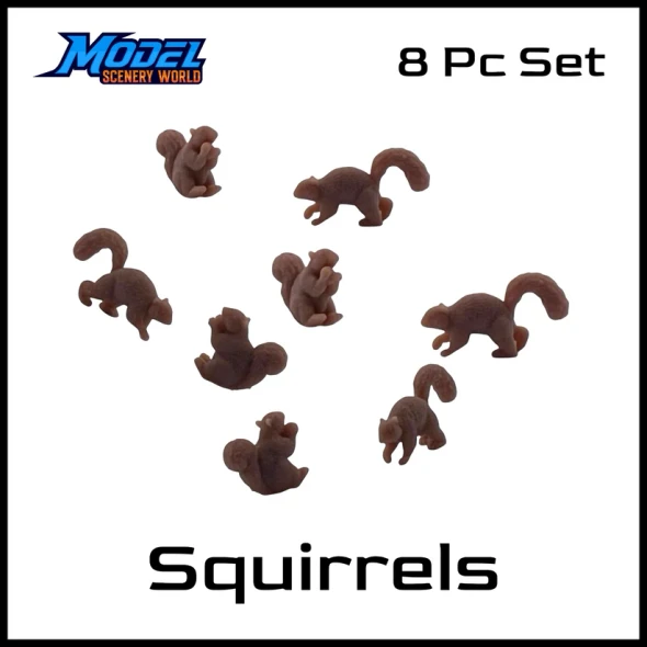 Model Scenery World HO032 - Squirrel 8pc Set  - HO Scale
