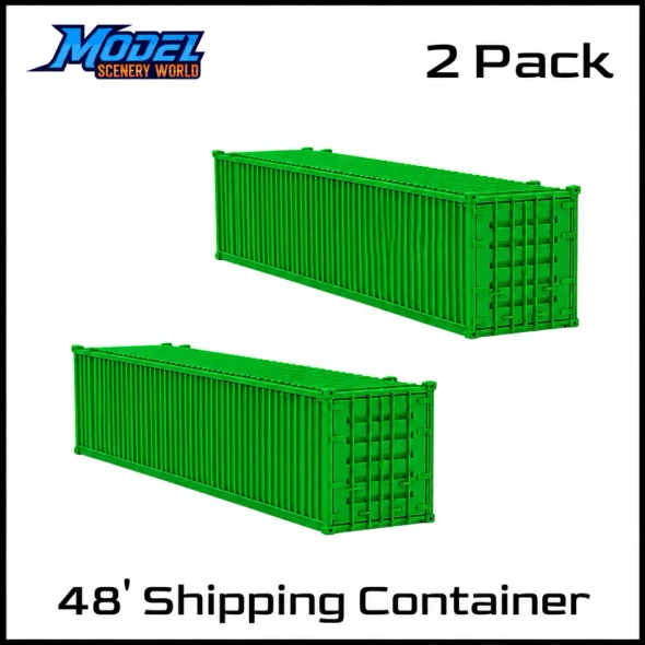 Model Scenery World HO052 - 48' Shipping Freight Containers 2pk Green  - HO Scale