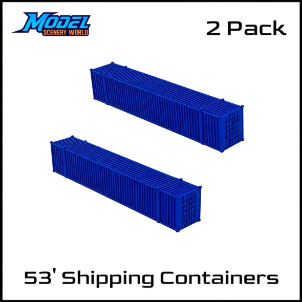 Model Scenery World HO058 - 53' Shipping Freight Containers 2pk Blue  - HO Scale