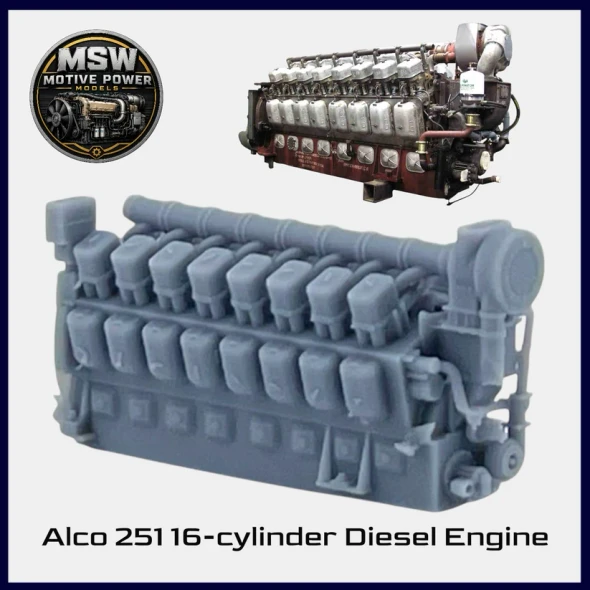Model Scenery World HO084 - Alco 251 16-Cyl Diesel Engine Prime Mover  - HO Scale