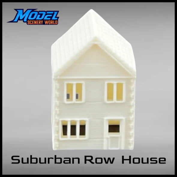 Model Scenery World HO114 - Suburban Row House #4 - Two Story - White  - HO Scale