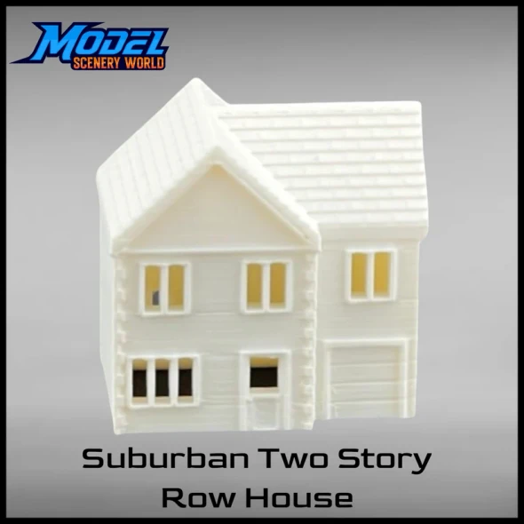Model Scenery World HO118 - Suburban Row House #2 - Two Story with Garage - White  - HO Scale