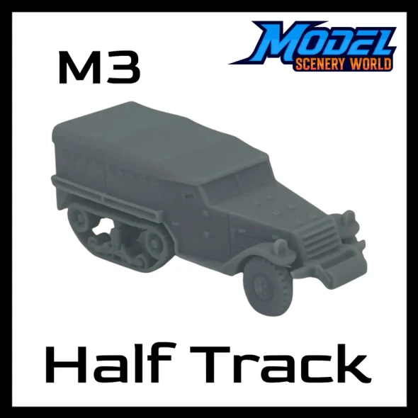 Model Scenery World HO127 - M3 Half Track Covered Military Vehicle  - HO Scale