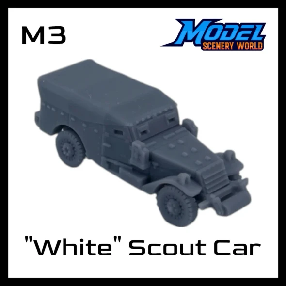 Model Scenery World HO170 - M3 White Scout Car Covered Armored Vehicle  - HO Scale