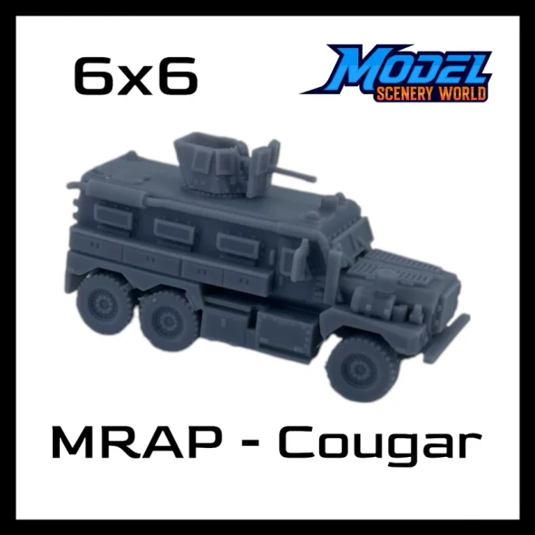 Model Scenery World HO210 - Cougar MRAP 6x6 HEV - Gray  - HO Scale