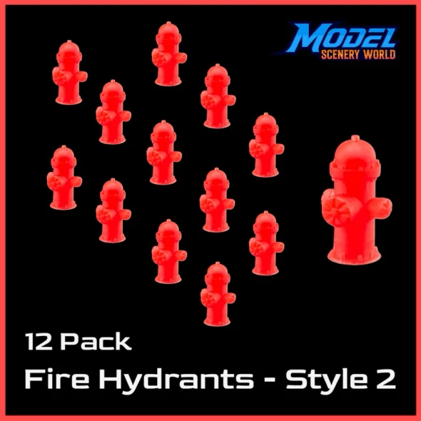 Model Scenery World HO248 - Fire Hydrants - Style 2 (12pk) - Red  - HO Scale