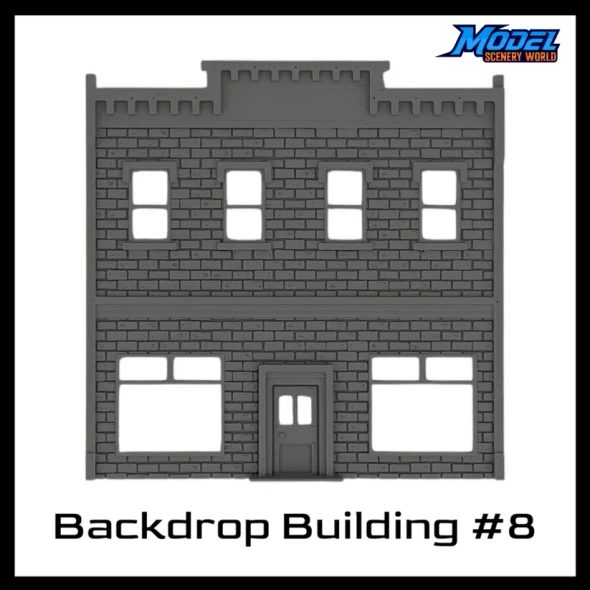 Model Scenery World HO266 - Background Backdrop Brick Building #8  - HO Scale