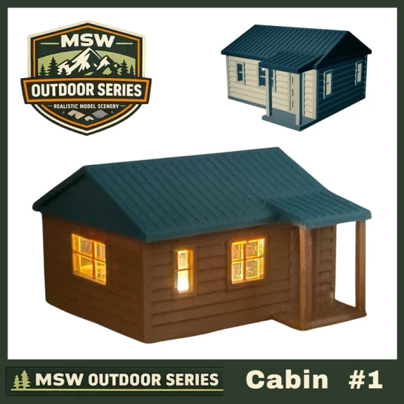 Model Scenery World HO294 - "The Outdoor Series" - Cabin #1 - Camping - Modeled in Color  - HO Scale