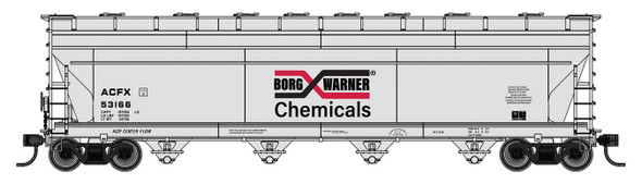 PRE-ORDER: Walthers Mainline 910-49229 - ACF 5250 4-Bay Centerflow Covered Hopper Borg Warner (ACFX) 53166 - HO Scale